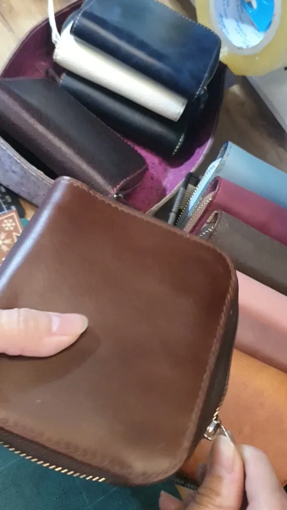 Ví zipper vuông nâu đậm ảnh 2