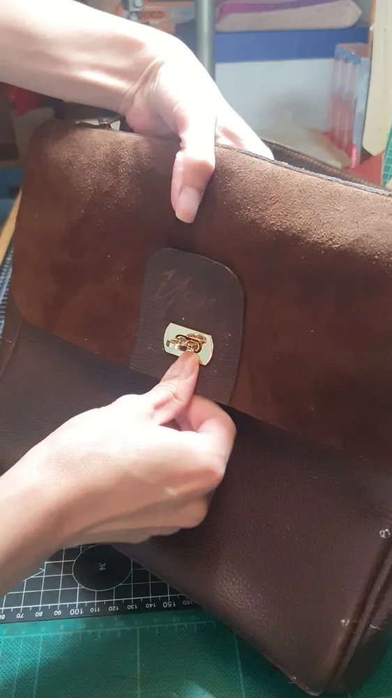 Túi cặp da hạt nâu đậm ảnh 3