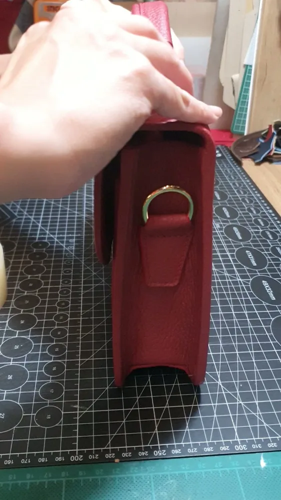 Túi xách da sần Burgundy ảnh 8