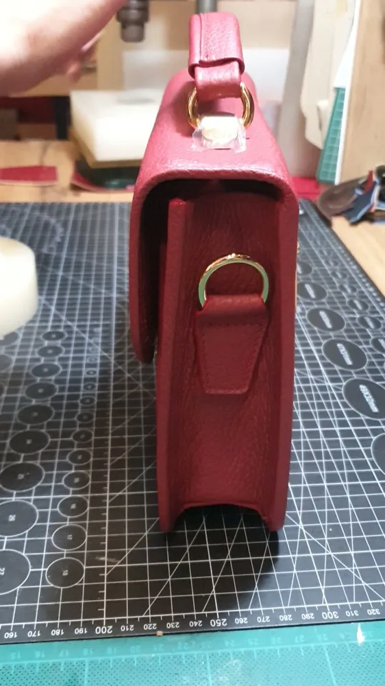 Túi xách da sần Burgundy ảnh 4