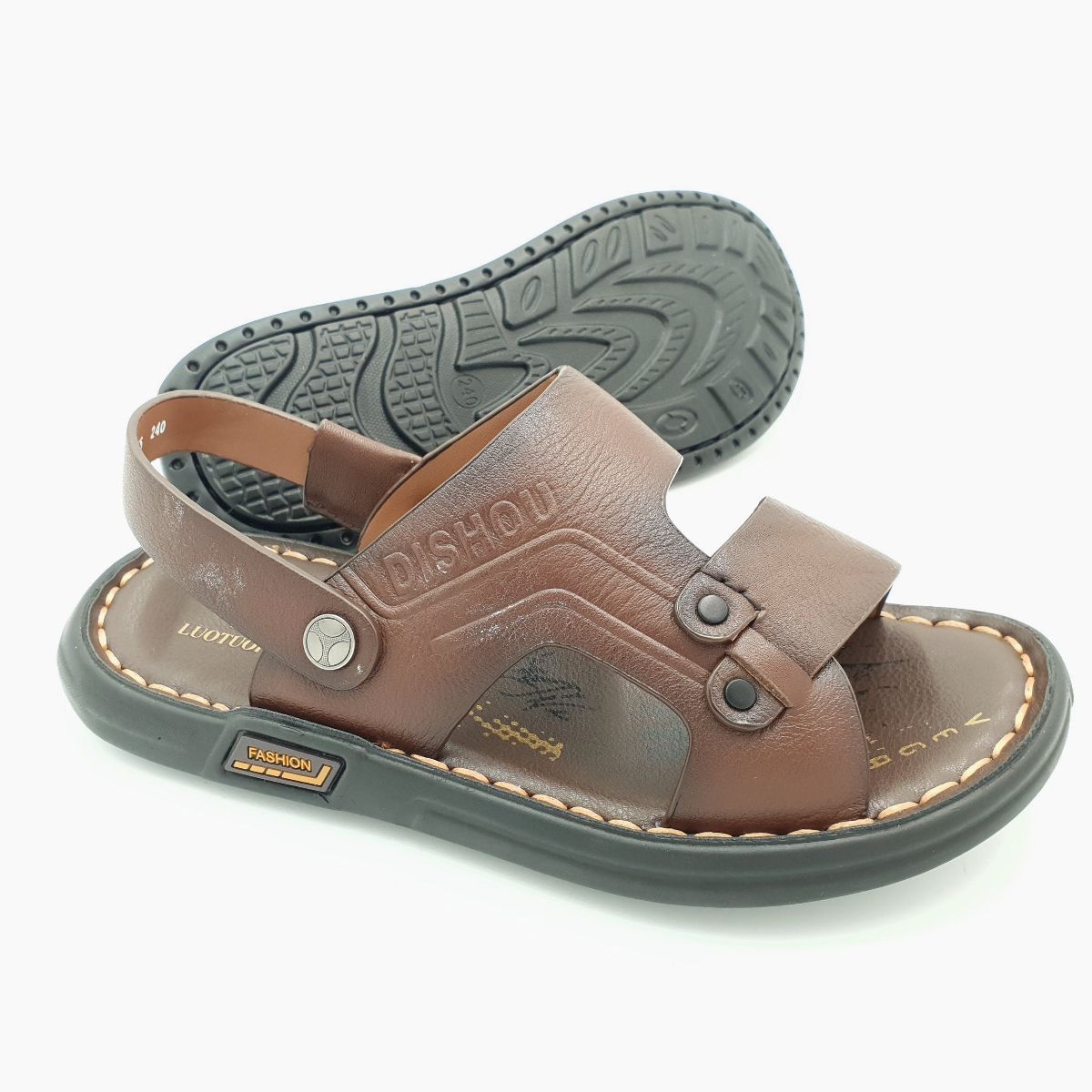 Sandal nam quai chéo Hải Nancy da bò hạt mềm A555N ảnh 3