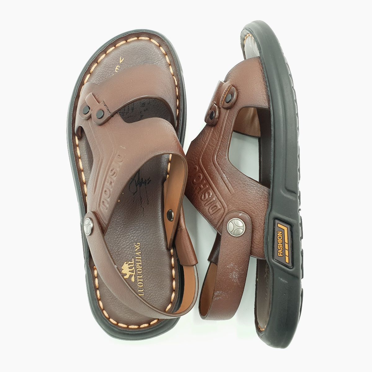 Sandal nam quai chéo Hải Nancy da bò hạt mềm A555N ảnh 7